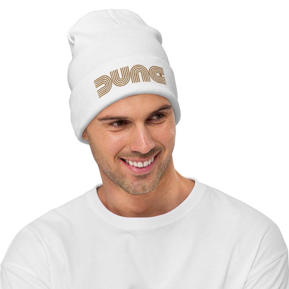 Dune Geometric Embroidered Beanie - White Color - https://ascensionemporium.net